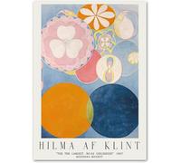 HKAHF AJWUQ Hilma AF Klint Affiche Les dix Plus Grands Art Mural Impressions abstraites Exposition Peinture sur Toile pour Salon Décor Photo 50x70cmx1 sans Cadre