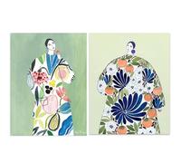 HKAHF AJWUQ Impression sur toile de barbarie, peinture nordique pour décoration de salon 45 x 65 cm x 1, sans cadre, couleur poire, robe en fleurs, imprimé barbarie, peinture sur toile