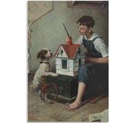 HKAHF AJWUQ Norman Rockwell Poster 《Lui et Chien》Exposition Art Mural Norman Rockwell Peintures sur Toile Impressions Rétro pour La Décoration De La Chambre Photo 60x90cmx1 sans Cadre