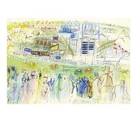 HKAHF AJWUQ Raoul Dufy - Impression sur toile pour salon sans cadre - Impression sur toile rétro - Motif piste de course de chevaux - 70 x 50 cm