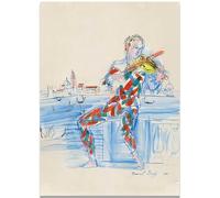 HKAHF AJWUQ Raoul Dufy Poster 《Arlequin À Venise Jouant Le Violon》Art Mural Fun Peintre Peinture sur Toile Impressions Modernes pour Décoration Intérieure Photo 60x80cmx1 sans Cadre