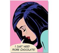 HKAHF AJWUQ Triste Fille Affiche j’AI Juste Besoin de Plus de Chocolat Art Mural Pop Art Fille Impressions Exposition Peinture sur Toile pour Salon Décor Photo 60x80cmx1 sans Cadre