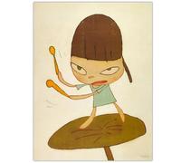 HKAHF AJWUQ Yoshitomo Nara Affiches 《Le Tambourin》Art Mural Yoshitomo Nara Impressions Yoshitomo Nara Peinture Sur Toile Image Abstraite Pour Décoration Intérieure 30x50cm Sans Cadre