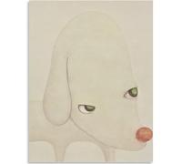 HKAHF AJWUQ Yoshitomo Nara Wall Art 《Un Chien aux Yeux et au Nez Verts》 Peintures sur Toile Affiche Moderne pour la décoration de la Chambre d’Enfants Image 30x50cmx1 sans Cadre