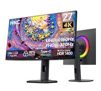 HKC 27 Pouces 4K Écran PC Gamer UHD 160Hz / FHD 320Hz, Mini LED, Dalle IPS, HDR1400, 98% DCI-P3, 1ms, 2× HDMI 2.1, DisplayPort 1.4,Type-C 90W USB 3.0, Réglable en Hauteur, VESA 100x100, Gris, G27M7Pro