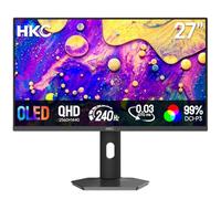 HKC 27 Pouces OLED 240Hz Gaming Moniteur, QHD (2560×1440), 0.03ms GTG, HDR True Black 400, 99% DCI-P3, 10 Bits, HDMI 2.1 & DP 1.4, Réglable en Hauteur, Pivot, Protection des Yeux, VESA 100×100, Gris