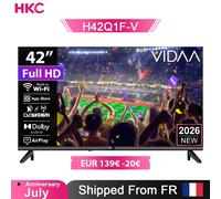 HKC 42Q1L 42 Pouces TV Intelligent FHD VIDAA DVB T2 S2 C Complet Écran Sharp HDR10 Dolby Audio Port HDMI AV Jack 3,5mm