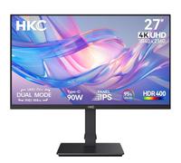 HKC Écran PC 27 Pouces 4K UHD, Dalle IPS, 3840×2160, HDR400, USB-C 90W | Double Mode 4K 75 Hz/FHD 144 Hz,95% DCI-P3, 2×HDMI 2.0/DP 1.4, 2×USB-A/USB-B, Moniteur Bureau Télétravail Création Multimédia