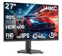 HKC Écran PC Gamer 27 Pouces, 240Hz, Fast IPS FHD Ecran Gaming,1ms, Adaptive Sync, HDR400, 90% DCI-P3, Anti-Lumière Bleue,Ajustable, Support VESA 100 * 100mm, 2 x HDMI 2.0 & DP1.4, G27H3D