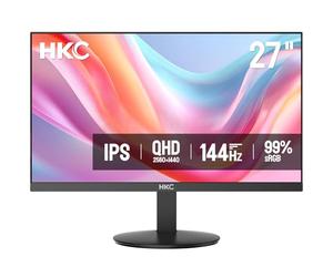 HKC Eye Care 27 Pouces QHD 144Hz Écran Gaming, IPS 2560×1440, 1ms MPRT, Adaptive Sync, 99% sRGB, HDR10, Low Blue Light, 2×HDMI 2.0, DisplayPort 1.4, Sortie Audio,VESA 100×100,Inclinaison Réglable,Noir