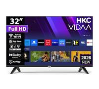 HKC Smart TV 32 Pouces (80 cm) FHD, sans Bord Connectée Télévision avec WiFi, Bluetooth, App Store, Triple Tuner(DVB-T/T2, DVB-C, DVB-S/S2), AirPlay (H32N1F-V, 2026)