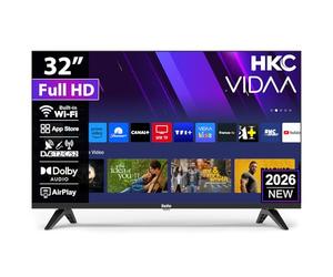 HKC Smart TV 32 Pouces (80 cm) FHD, sans Bord Connectée Télévision avec WiFi, Bluetooth, App Store, Triple Tuner(DVB-T/T2, DVB-C, DVB-S/S2), AirPlay (H32N1F-V, 2026)