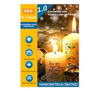 HKC Tatouages pour Bougies Imprimable, Papier de Transfert pour Bougies pour Imprimantes Laser/Jet d'encre, Film Transfert pour Bougies pour Noël, Mariage, décoration de fête, A4X6 Sets (Transparent)