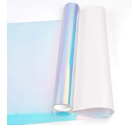 HKC Vinyle Adhésif Blanc holographique, 30.5cm x 183cm Rouleau de Vinyl Permanent, Vinilo Adhesivo pour Cricut, pour Silhouette Cameo, Film auto-Adhésif pour Mug DIY, Fenêtre, Céramique, Plastique