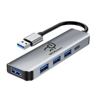 HKCMEMORY Hub USB A 5 en 1 en aluminium, avec USB 3.0, ports USB 2.0, alimentation de type C, port de données USB-C, compatible avec MacBook Pro/Air, iPad Pro, Surface, XPS, Steam Deck, et plus encore