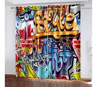 HKDGHTHJ Thermiques Rideaux Occultants Graffiti, Art, Alphabet, Dessin Animé 140 X 225 cm Rideaux Occultants d'enfant 3D De La 100% Polyester Isolé Thermiquement Convient Aux Rideaux du Salon De La c