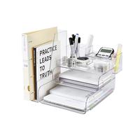 HKeeper Organisateur de Bureau avec 5 Banette, Classeurs et Porte Crayon Bureau | Rangement Bureau pour Dossiers, Folios, Fichiers & Cahiers Rangement Bureau Organisateur
