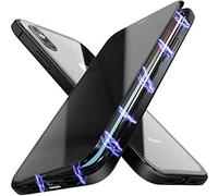 Hkess Anti-Peep Magnétique Adsorption Coque pour iPhone XS Max Anti Espion Étui Anti Spy Métal Bumper Case Double Face Privacy Verre Trempé 360 Degrés Protection Housse Flip Anti-Regards Cover,Noir