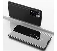 Hkess Coque pour Xiaomi Redmi Note 11 Pro Étui Housse Translucide Plating Standing Clear View Cover avec Support Fonction Flip Miroir Case 360 degrés Protection Antichoc Housse,Noir