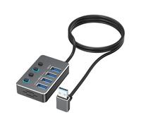 Hkfgdjdl Adaptateur USB à 4 ports avec commutateurs LED indépendants pour chaque port, y compris USB 3.0 à 5 Gbps et USB 2.0 pour différents appareils