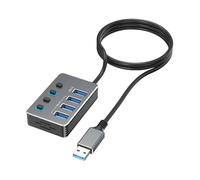 Hkfgdjdl Adaptateur USB à 4 ports avec commutateurs LED indépendants pour chaque port, y compris USB 3.0 à 5 Gbps et USB 2.0 pour différents appareils