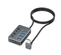 Hkfgdjdl Adaptateur USB à 4 ports avec commutateurs LED indépendants pour chaque port, y compris USB 3.0 à 5 Gbps et USB 2.0 pour différents appareils
