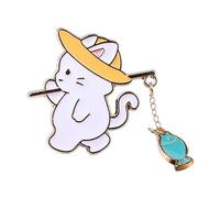 Hkfgdjdl Broche de pêche en forme de chats ludiques adorables en alliage léger pour enfants et adultes, accessoire de mode avec poisson coloré C