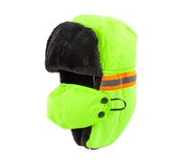 Hkfgdjdl Chapeau d'hiver, chapeau en peluche à rayures réfléchissantes avec couleur fluorescente pour l'hiver, chapeau cosaque chaud coupe-vent pour activités de plein air