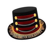 Hkfgdjdl Chapeau haut de forme vintage à pompons pour magiciens de cirque classique