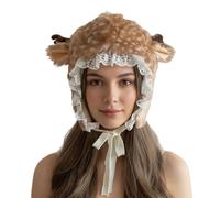 Hkfgdjdl Chapeau Ushanka en fourrure pour filles avec bord en dentelle - Chapeau surdimensionné - Joli chapeau de cosplay - Accessoires photo