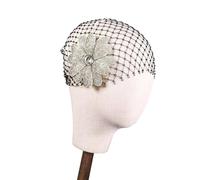 Hkfgdjdl Coiffe de luxe avec strass noirs en maille florale pour mariage