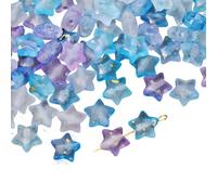 Hkfgdjdl Lot de 1 perle en acrylique à cinq branches en forme d'étoile dégradée avec finition dorée étincelante pour la fabrication de bijoux faits à la main