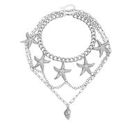 Hkfgdjdl Lot de 2 colliers de plage avec pendentif étoile de mer, conque, bijoux légers pour les vacances, les fêtes, les tenues décontractées au quotidien