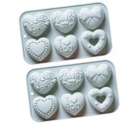 Hkfgdjdl Lot de 2 moules en silicone à 6 cavités en forme de cœur pour décoration de gâteau au chocolat pour la Saint-Valentin et la pâtisserie