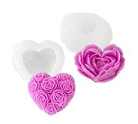 Hkfgdjdl Lot de 2 outils de cuisson en silicone de qualité alimentaire en forme de cœur pour moulage de résine, bougie, savon, chocolat