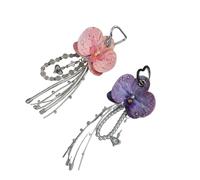 Hkfgdjdl Lot de 2 porte-clés faits à la main en forme de fleur - Design floral élégant - Perles - Décoration à suspendre pour sac