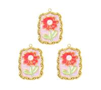 Hkfgdjdl Lot de 3 pendentifs floraux en acier inoxydable dégradé pour colliers, bracelets, boucles d'oreilles Accesso