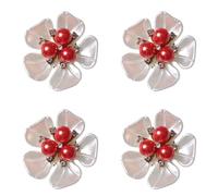 Hkfgdjdl Lot de 4 boutons de manchette en forme de fleur avec perles et strass pour chemise, veste, robe, décoration de vêtements