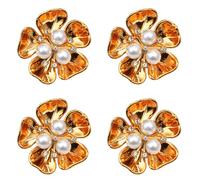 Hkfgdjdl Lot de 4 boutons de manchette en forme de fleur avec perles et strass pour chemise, veste, robe, décoration de vêtements