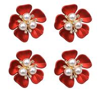 Hkfgdjdl Lot de 4 boutons de manchette en forme de fleur avec perles et strass pour chemise, veste, robe, décoration de vêtements