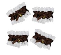 Hkfgdjdl Lot de 4 bracelets élégants en dentelle avec nœuds et clochettes réglables - Accessoires de mariage pour femmes et filles