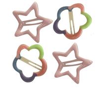 Hkfgdjdl Lot de 4 pinces à cheveux tendance pour adolescentes, filles, jolies épingles à cheveux, étoiles et fleurs, pinces à cheveux latérales pour femmes
