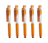 Hkfgdjdl Lot de 5 stylos à bille multifonctionnels, stylo d'écriture 4 en 1 avec stylo, lumière LED, support de téléphone pliable pour le personnel de bureau