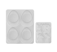 Hkfgdjdl Moule en silicone à 4 cavités en forme d'œufs de Pâques/lièvre pour fabrication de bijoux, fabrication de bijoux, décoration de vacances