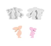 Hkfgdjdl Moule en silicone pour couple de lièvres, facile à démouler, multi-usages, pour bougies, savons, chocolats