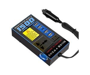 Hkfgdjdl Onduleur de véhicule 200 W 12 V 24 V à 110 V 220 V avec 4 ports USB adapté pour ordinateur portable et téléphone de petite taille