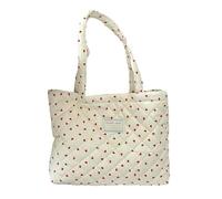 Hkfgdjdl Sac à bandoulière matelassé en coton renforcé avec motif à carreaux en forme de cœur - Grande capacité - Pour faire du shopping, voyager - Léger