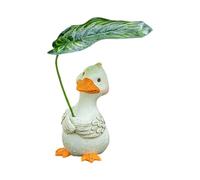 Hkfgdjdl Sculpture créative en forme de canard tenant des feuilles en résine pour la maison, le bureau, l'extérieur, le jardin, l'ornement de plantes en pot étanche