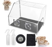 HKFGSHOP Kit Portable pour La Culture De Champignons, Boîte À Air Statique De 90x60x60 Cm, avec 2 Pulvérisateurs Et Thermomètre, Fermetures Éclair, Film PVC Transparent, Manchons Réglables