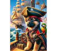 HKFLD DIY Dog Diamond Painting Kits for Adults,5D Pirate Diamond Art Kits for Beginners,Round Full Drill Sailboat Diamond Painting Art,DIY Painting by Numbers Diamond Art Painting 30x40cm